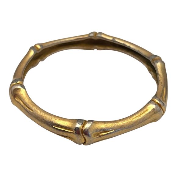 Vintage Signed Givenchy Bracelet Gold Tone Bamboo Design Bangle 8M - Picture 6 of 8